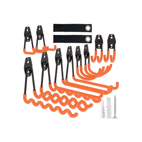 10 Pack Heavy Duty Garage Hooks with 2 Extension Cord Holder